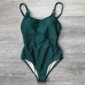 Target Forest Green Ribbed One-Piece Swimsuit NWOT